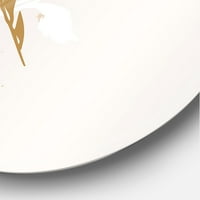 Designart 'Beyaz ve Kahverengide Minimal Botanik Tasarım' Geleneksel Daire Metal Duvar Sanatı - 11 Disk
