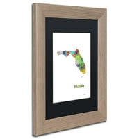 Marka Güzel Sanatlar Florida Eyalet Haritası-1 Tuval Sanatı Marlene Watson, Beyaz Mat, Huş Ağacı Çerçeve