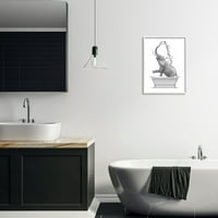 Stupell Sanayi Tek Renkli Fil Banyo Sıçramasına Su Küvet Grafik Sanat Beyaz Çerçeveli Sanat Baskı Duvar Sanatı, 16x20