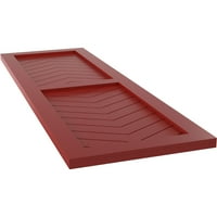 Ekena Millwork 12 W 26 H Gerçek Fit PVC İki Panel Chevron Modern Stil Sabit Montajlı Panjurlar, Ateş Kırmızısı