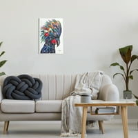 Stupell Industries Siyah Palmiye Kakadu Kuş Çiçek Desen Kolaj Boyama Çerçevesiz Sanat Baskı Duvar Sanatı, tasarım