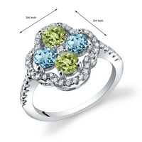 0. ct Yuvarlak Topaz ve Peridot Yüzük Gümüş