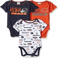 Chicago Bears Bebek Kısa Kollu Bodysuits, 3pk