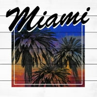 Canlı Miami Beyaz Ahşap Üzerine Resim Baskısı
