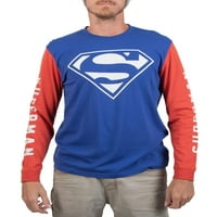 Erkek Dc Comics Superman Klasik Logo Mavi ve kırmızı grafikli tişört ve bere seti