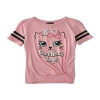 Bayan Azgın Kızlar 4-Twist Hem Okulun 100. Günü T-Shirt