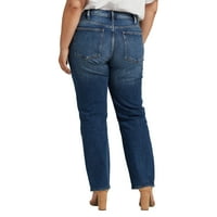 Gümüş Jeans A.Ş. Artı Boyutu Frisco Yüksek Rise Düz Bacak Kot Bel Boyutları 12-24