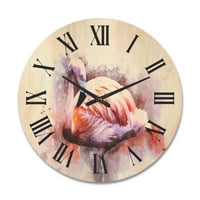 Designart 'Soyut Portre Pembe Flamingo III' Çiftlik Evi Ahşap Duvar Saati