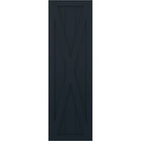 Ekena Millwork 12 W 28 H Gerçek Uyum PVC Tek X-Board Çiftlik Evi Sabit Montajlı Panjurlar, Yıldızsız Gece Mavisi