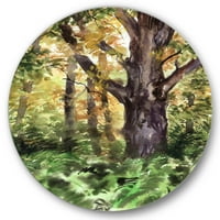 Designart 'Büyük Ağaçlı Sonbahar Ormanı' Göl Evi Daire Metal Duvar Sanatı - 36'lık Disk