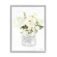 Stupell Industries El Yapımı Sabun A.Ş. Çiftlik Evi Beyaz Çiçekler Kır Buketi, 14, Harfli ve Astarlı Tasarım