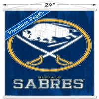 Buffalo Sabres - Ahşap Manyetik Çerçeveli Logo Duvar Posteri, 22.375 34