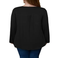 Bayan Artı Boyutu Üstleri Uzun Kollu Dantel Pilili Gömlek Flowy Tunik Bluzlar Casual Yumuşak T-Shirt Kadınlar için