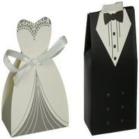 Tasarım mı? Çift düğün parti iyilik kutuları yaratıcı smokin elbise damat gelin şeker hediye Bo şerit çiftleri ile