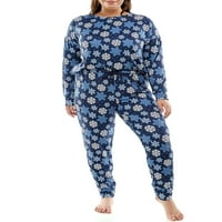 Jaclyn Kadın ve kadın Artı Tatil Baskılı Uzun Kollu Pijama Takımı