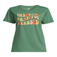 PositiviTees kadın Sonbahar grafikli tişört, Mevsimsel Kısa Kollu Tee Müteşekkir Trio, Boyutları S-3XL