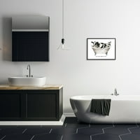 Stupell Industries Moo-ve Üzerinde Banyo Zamanı İnek Çiftlik Evi Banyo İşareti Grafik Sanat Siyah Çerçeveli Sanat