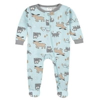 Gerber Erkek Bebek ve Yürümeye Başlayan Çocuk Rahat Fit Ayaklı Pamuklu Pijama, 2'li Paket, Boyutları Months-5T