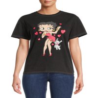 Betty Boop kadın Gençler Vintage Yıkama Örgü Grafik Tee