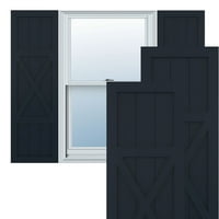 15 W 35 H Gerçek Fit PVC Merkezi X-Board Çiftlik Evi Sabit Montajlı Panjurlar, Yıldızsız Gece Mavisi