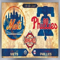 Rekabetler-New York Mets vs Philadelphia Phillies Duvar Posteri, 22.375 34 Çerçeveli