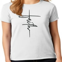 Grafik Amerika Hıristiyan İnanç İsa ve Çapraz kadın Grafik T-Shirt Koleksiyonu