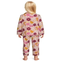 Wonder Nation Yürümeye Başlayan Kız Uzun Kollu Pijama Ceket Seti, 2 Parça, Beden 2T-5T