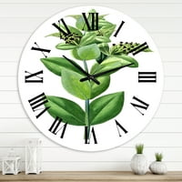 Designart 'Vintage Yeşil Yapraklar Bitkiler Vı' Geleneksel Duvar Saati