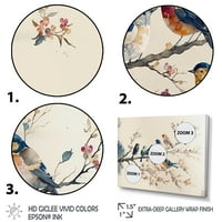 Designart Çok Renkli kuşlar erik Çiçeği Ağacı VIII tuval duvar sanatı