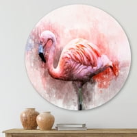 Designart 'Soyut Portre Pembe Flamingo V' Çiftlik Evi Daire Metal Duvar Sanatı-Disk 23