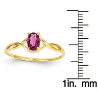 İlkel Altın Ayar Sarı Altın Pembe Turmalin Birthstone Yüzük