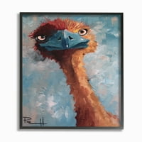 Stupell Endüstrileri Meraklı Devekuşu Komik Kırmızı Mavi Hayvan Boyama Çerçeveli Duvar Sanatı Sean Parnell, 16 20
