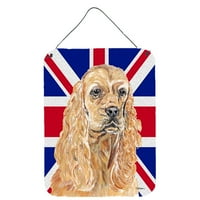 Carolines Hazineleri SC9866DS Buff Cocker Spaniel İngilizce Union Jack İngiliz Bayrağı Duvar veya Kapı Asılı Baskılar