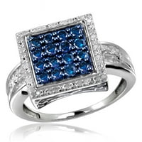 Jewellersclub Gümüş Mavi & Beyaz Karat Pırlanta Yüzük Kadınlar için