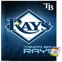 Tampa Bay Rays - İtme pimleri ile Logo Duvar Posteri, 22.375 34