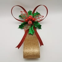 Tatil zamanı kırmızı yeşil altın Glitter Holly Noel dekoratif çelenk askı Bırakın