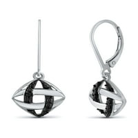 Jewellersclub Siyah Pırlanta Küpe Kadınlar için Gümüş - Siyah Pırlanta Damlalar - Hipoalerjenik som gümüş damla küpeler