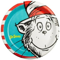 Mavi ve Beyaz Dr. Seuss Tek Kullanımlık Kağıt Yemek Tabakları Paketi 8.25