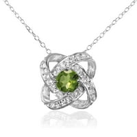 Peridot ve Beyaz Topaz Gümüş Aşk Düğüm Kolye