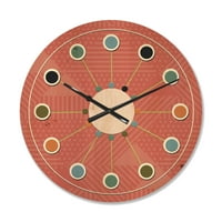 Designart 'Üçgen Mercan Retro Desen' Yüzyıl Ortası Modern Ahşap Duvar Saati