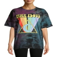 Pink Floyd Kadın Gökkuşağı Batik Kısa Kollu grafikli tişört