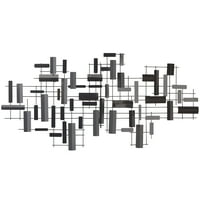 Cosmopolitan Siyah Metal 3D Çizgili Geometrik Duvar Dekoru ile CosmoLiving