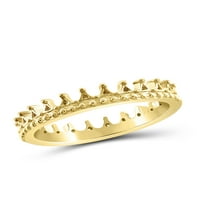 Jewellersclub 14K Altın Kaplama Gümüş Taç Yüzük Kadınlar için