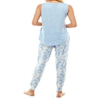 Jaclyn Kadın Sıkıntılı Kolsuz Bluz ve Joggers Pijama Takımı, 2 Parça
