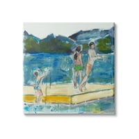 Stupell, Yüzme Havuzunda Çocukları Deniyor Soyut Çağdaş Göl Sahnesi, 30, Snne Marie Tasarımı