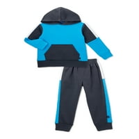 Çita Yürümeye Başlayan Çocuk Colorblock Hoodie Sweatshirt ve Bantlı koşucu pantolonu Kıyafet Seti, 2 Parça