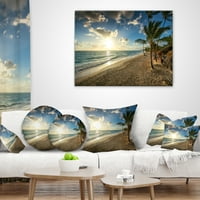 Designart Beautiful Caribbean Vacation Beach - Plaj Yastığı - 16x16