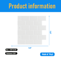 Art3d 12 x 12 Peel ve sopa beyaz Backsplash çini mutfak yatak odası oturma odası için