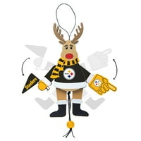 Boelter Markalarından Topperscot NFL Ahşap Tezahürat Ren Geyiği Süsü, Pittsburgh Steelers