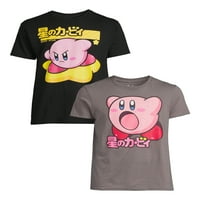 Kirby Erkek Kısa Kollu Grafik Tişörtler, 2'li Paket, S-3XL Bedenler